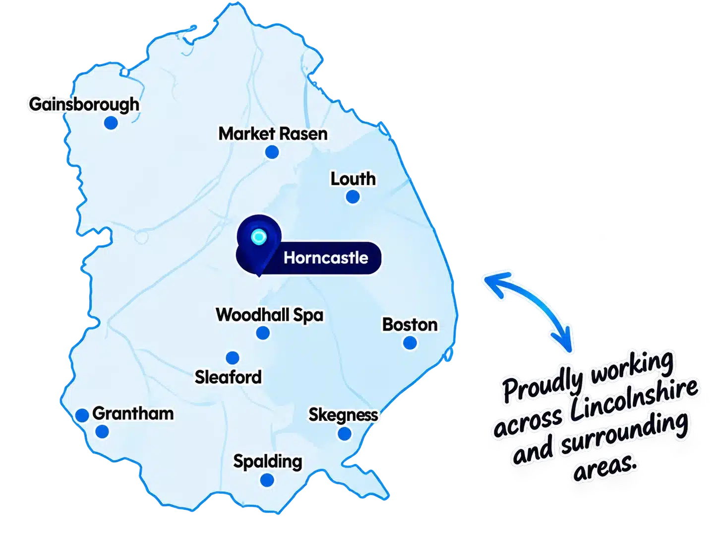 lincolnshire map with horncastle highlight